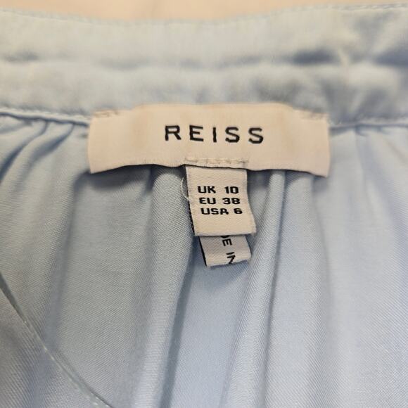 Reiss Womens 6 Addison Mixed Media Cardigan Top Blouse Blue Cashmere Wool Blend - Picture 2 of 13